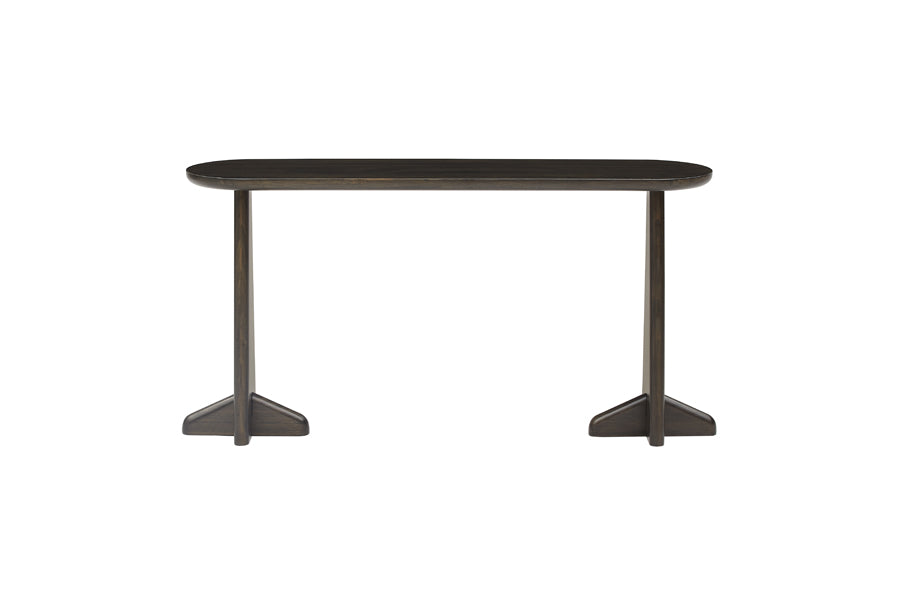 Zephyr Console Table by Greenington, showing front view of zephyr console table in caviar.