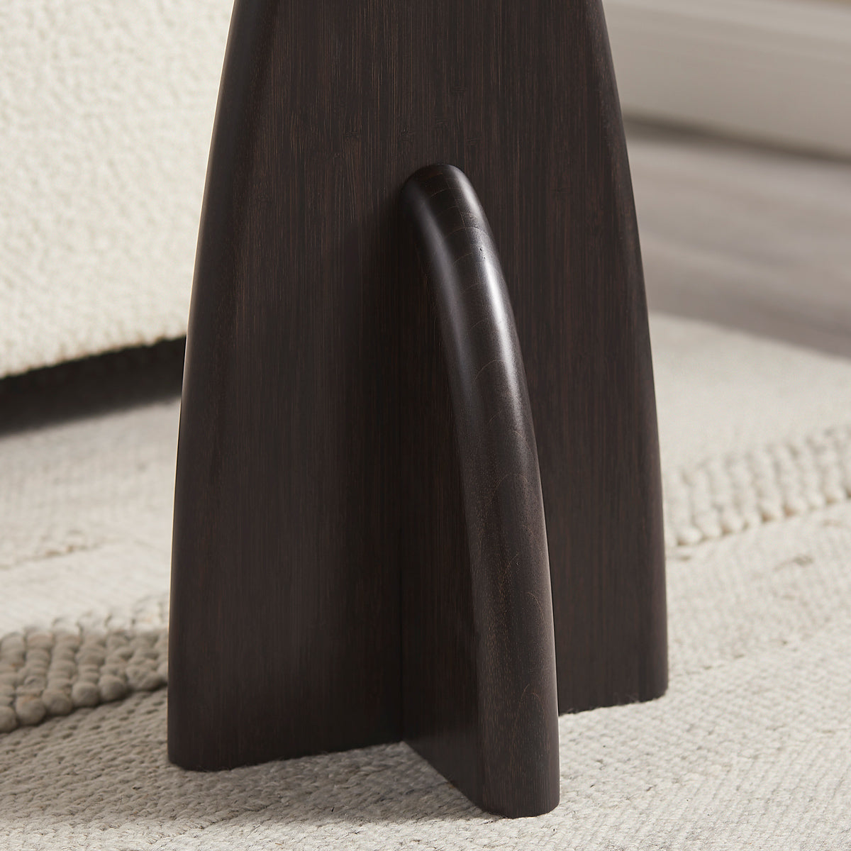 Zephyr Side Table by Greenington, showing closeup view of zephyr side table in live shot.