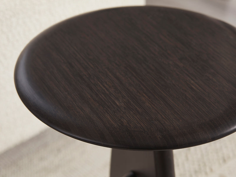 Zephyr Side Table by Greenington, showing closeup view of zephyr side table in live shot.
