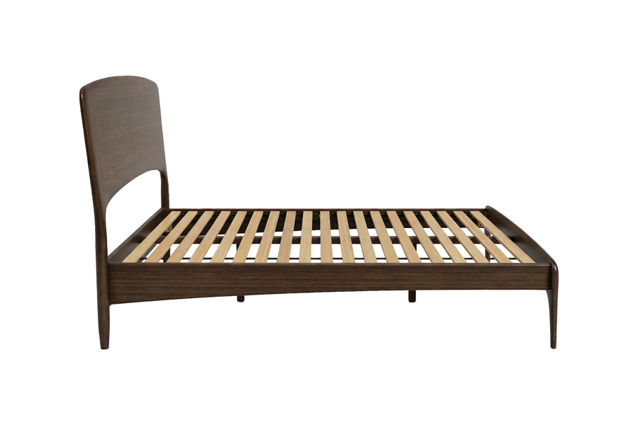 Zeva Bed by Greenington, showing side view of zeva bed in black walnut.