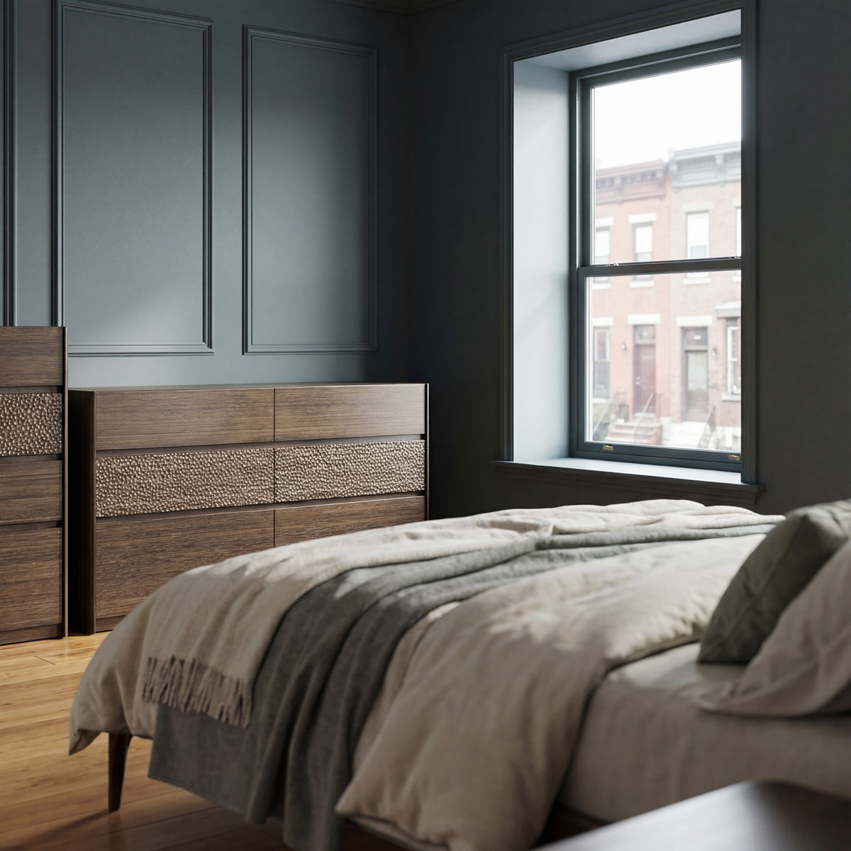 Zeva Bed by Greenington, showing closeup view of zeva bed in live shot.