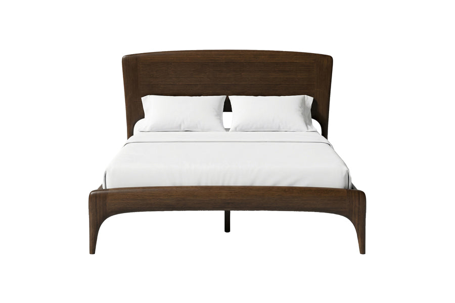 Zeva Bed by Greenington, showing front view of zeva bed in black walnut.