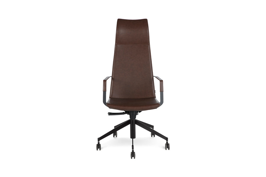Zone Exclusive Office Chair by B&T, showing front view of zone exclusive office chair in armrests/metal group/real leather group.