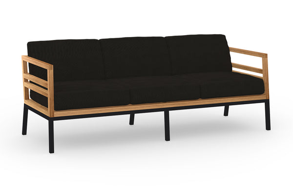 Zudu 3-Seater Lounge by Mamagreen - Sand Category A, Coal Sunbrella Cushion/Smooth Sanded Recycled Teak Wood.