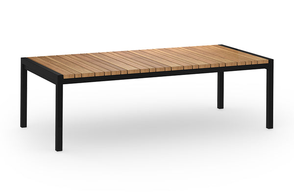 Zudu Coffee Table by Mamagreen - Black Sand Aluminum/Smooth Sanded Recycled Teak Wood.