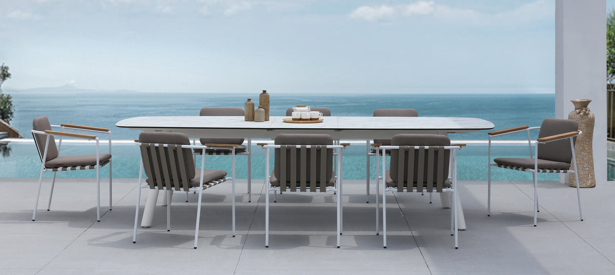 Zupy HPL 96" - 116" Extension Table by Mamagreen, showing zupy hpl 96" - 116" extension table in live shot.