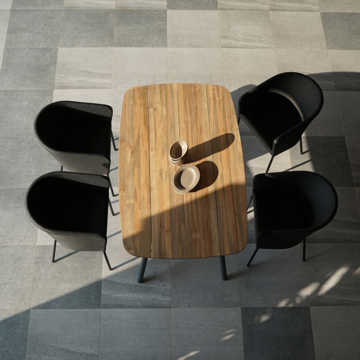 Zupy Teak Extension Table by Mamagreen, showing zupy teak extension table in live shot.
