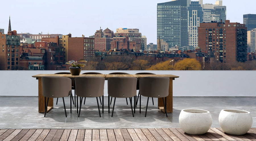 Zupy Teak Extension Table by Mamagreen, showing zupy teak extension table in live shot.