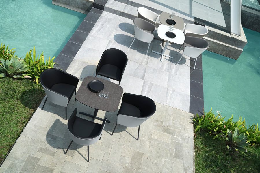 Zupy Twotone Stamskin-Leisuretex Dining Chair by Mamagreen, showing zupy twotone stamskin-leisuretex dining chairs in live shot.