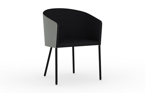 Zupy Twotone Stamskin-Leisuretex Dining Chair by Mamagreen - Sand Category A, Black Stamskin Faux Leather (Inside) / Grey Twitchell Leisuretex (Outside).