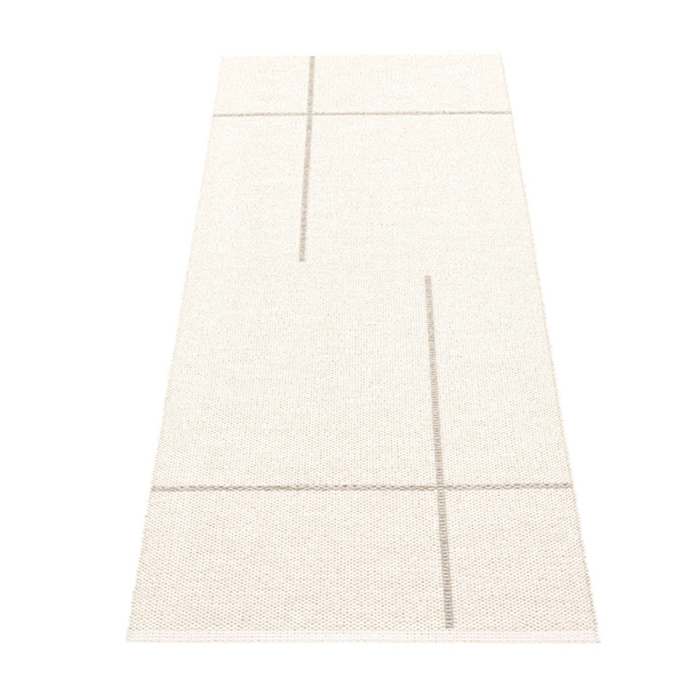 Fred Linen & Vanilla Runner Rug by Pappelina, showing back view of fred linen & vanilla runner rug.