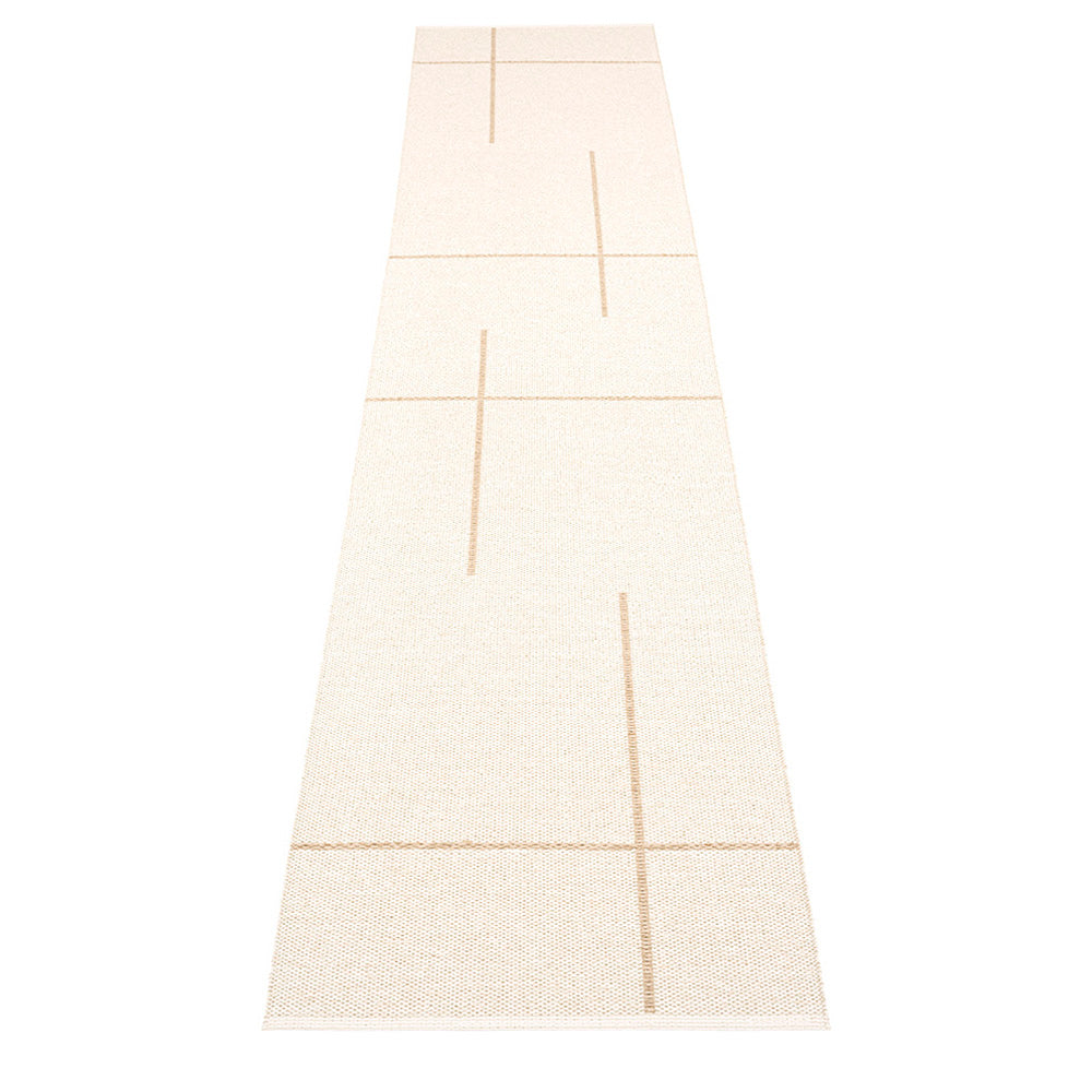 Fred Beige & Vanilla Runner Rug by Pappelina, showing back view of fred beige & vanilla runner rug.