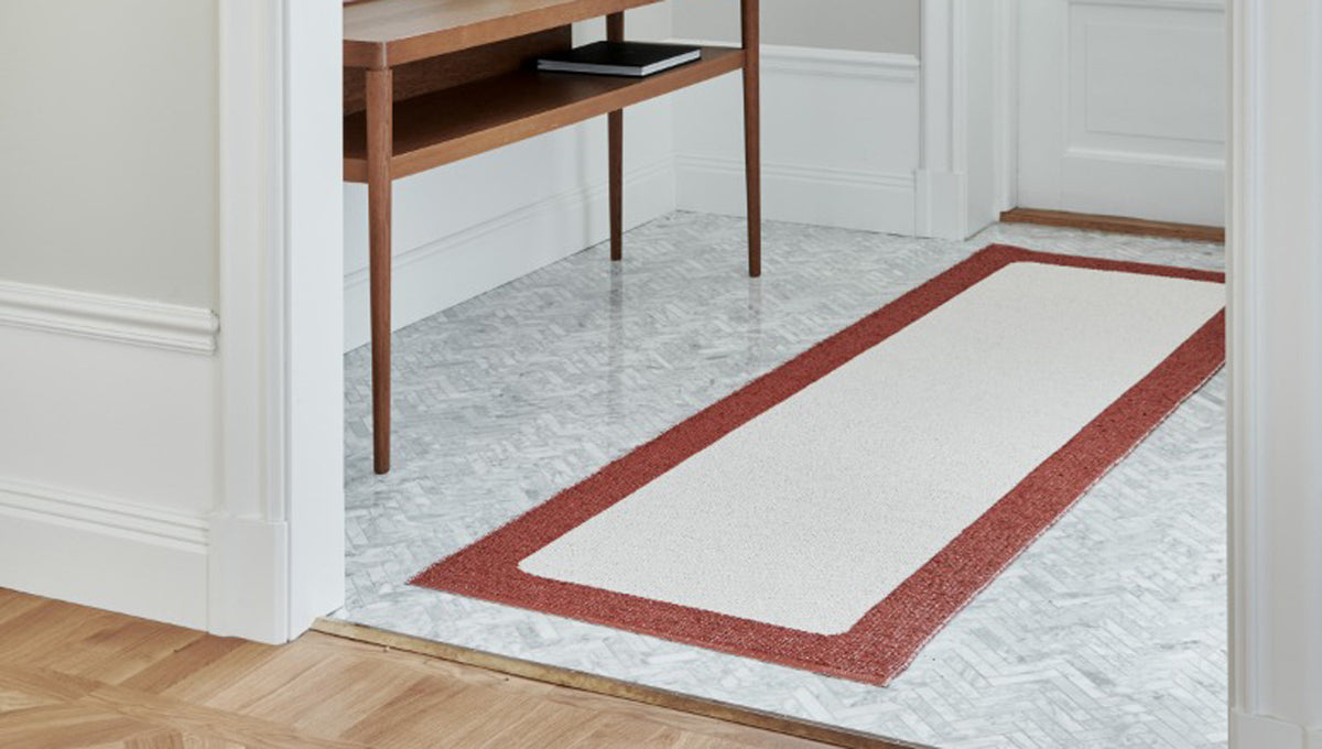 Ilda Brick & Vanilla Runner Rug by Pappalina, showing ilda brick & vanilla runner rug in live shot.