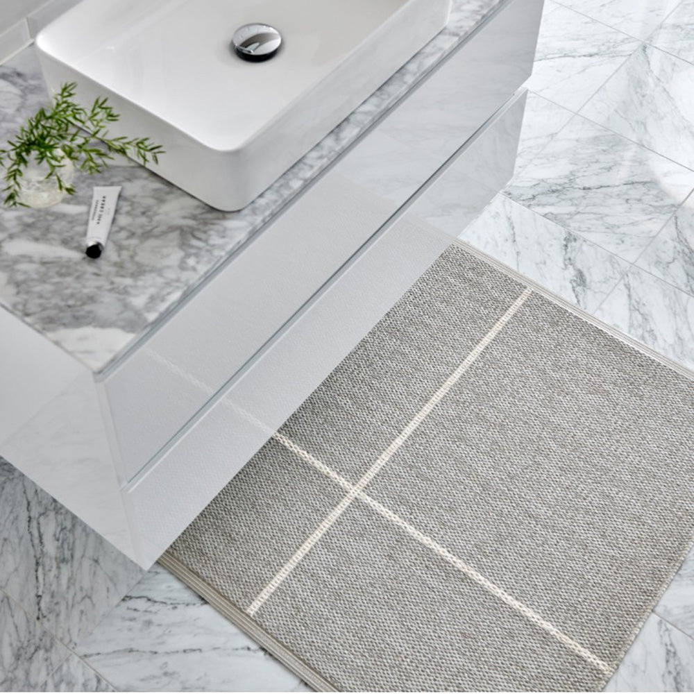 Fred Linen & Vanilla Runner Rug by Pappelina, showing fred linen & vanilla runner rug in live shot.