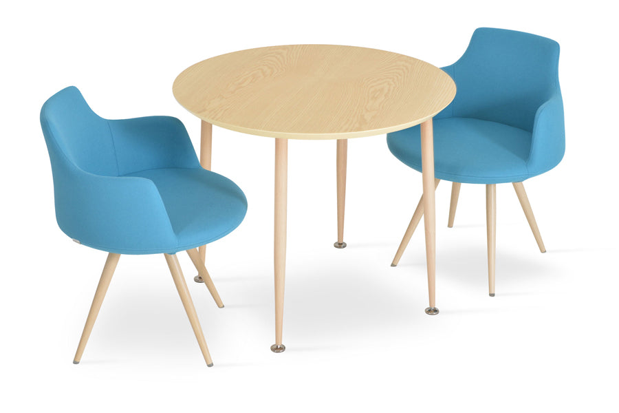 Star Dining Table by SohoConcept, showing star dining table with chair.