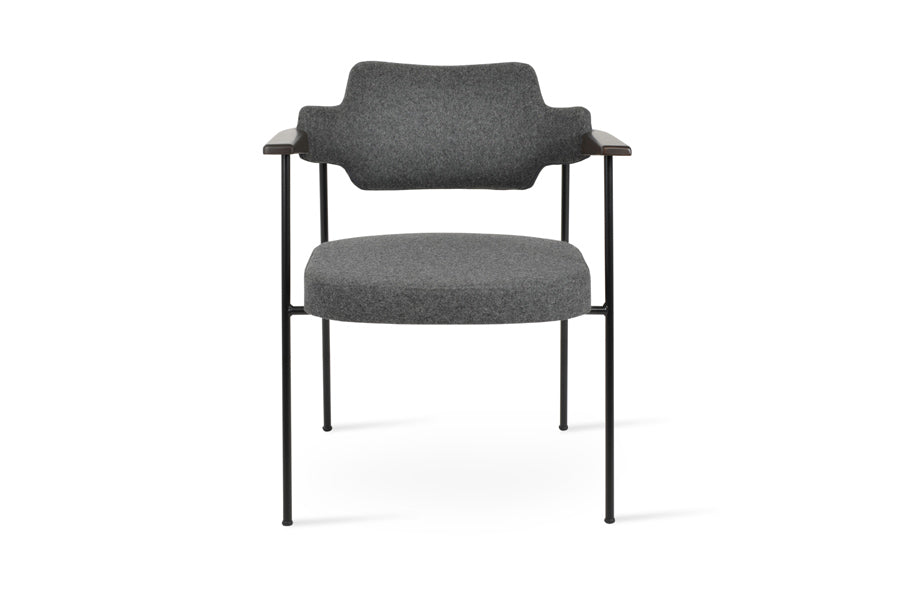Palu Arm Dining Chair by SohoConcept, showing front view of palu arm dining chair.