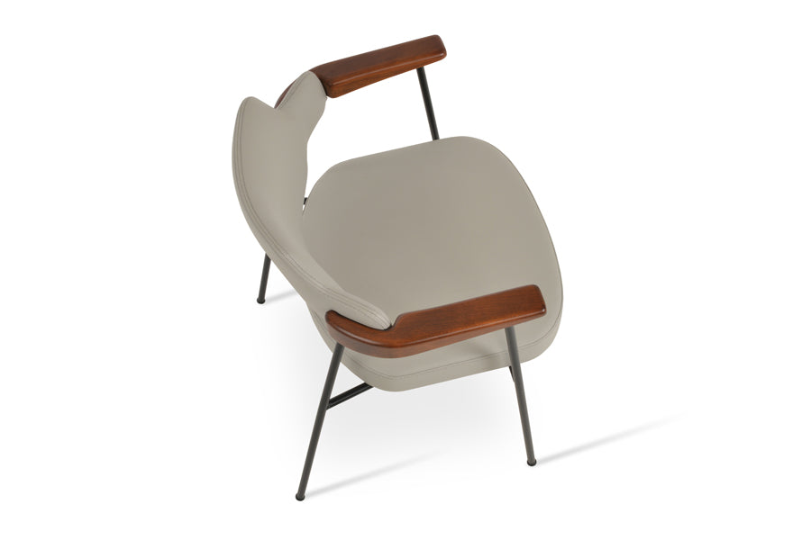 Palu Arm Dining Chair by SohoConcept, showing side view of palu arm dining chair.