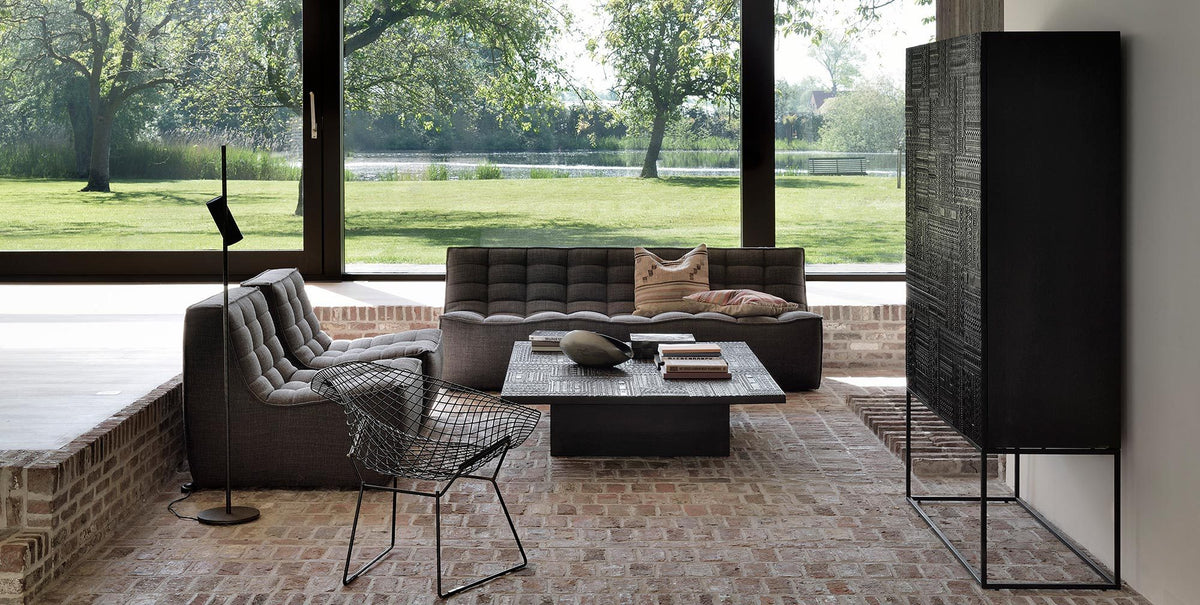 Tabwa Coffee Table by Ethnicraft, showing front view of tabwa blok coffee table in live shot.