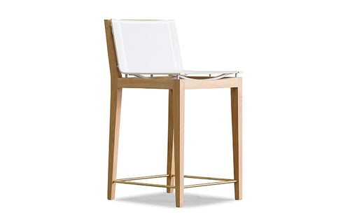 Byron Stool by Harbour - Bar, Natural Teak Wood + Batyline White.