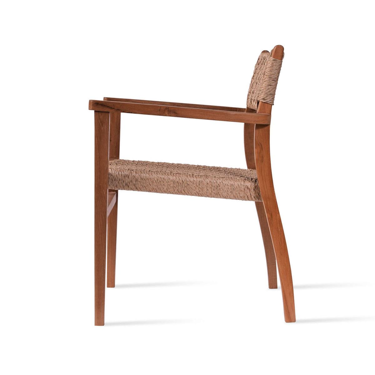 Palermo Teak Armchair by SohoConcept, showing side view of palermo teak armchair.