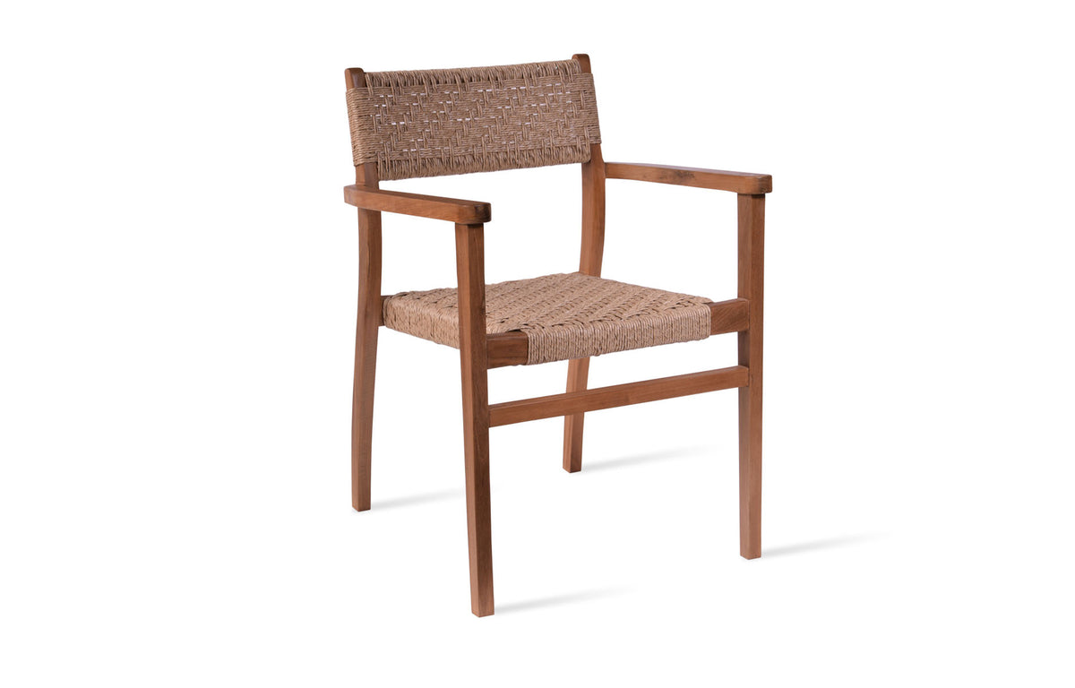 Palermo Teak Armchair by SohoConcept, showing right angle view of palermo teak armchair.