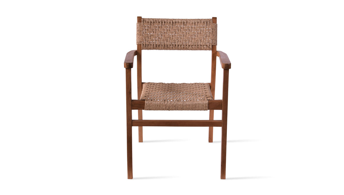 Palermo Teak Armchair by SohoConcept, showing front view of palermo teak armchair.