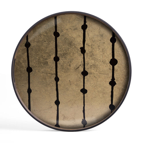 Brown Dots Glass Round Tray by Ethnicraft, showing top view of dots glass round tray.