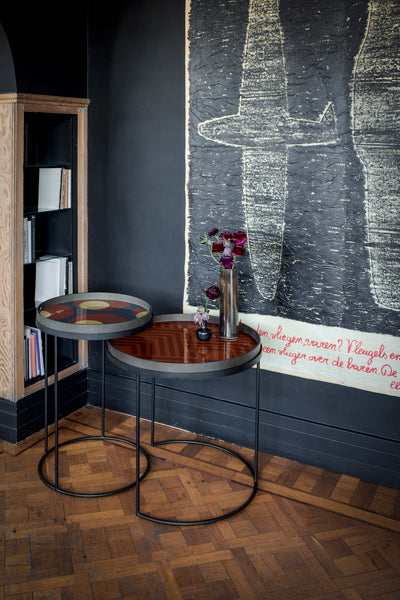 Tray Side Table by Ethnicraft, showing tray side table set in live shot.