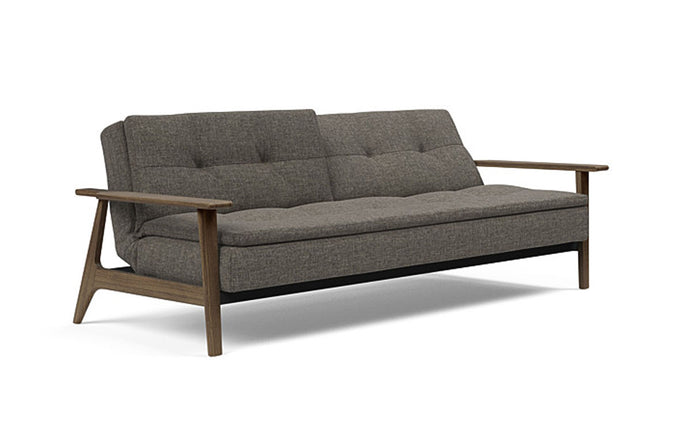 Dublexo Frej Sofa Bed Smoked Oak by Innovation - 216 Flashtex Dark Grey.