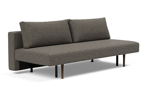 Conlix Smoked Oak Full Sofa Bed by Innovation - 216 Flashtex Dark Grey. 