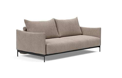 Malloy Full Black Steel Sofa Bed by Innovation - 318 Cordufine Beige.