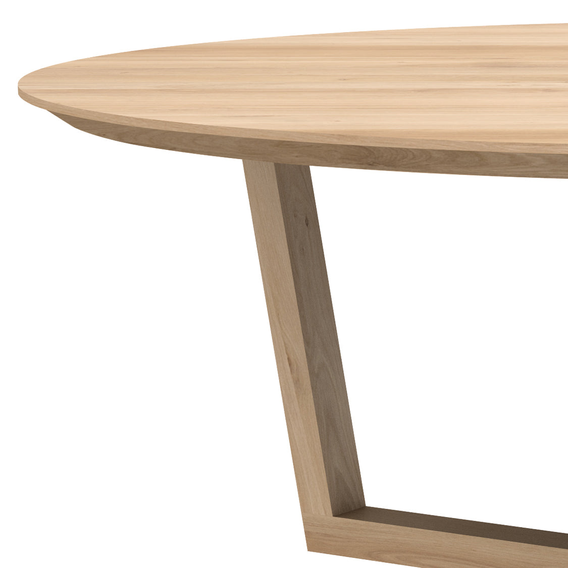 Tripod Coffee Table by Ethnicraft, showing closeup view of oak coffee.