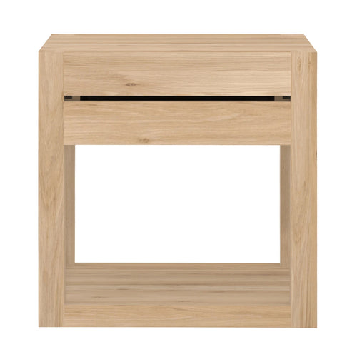 Azur Oak Bedside Table by Ethnicraft, Showing front view of bedside table.