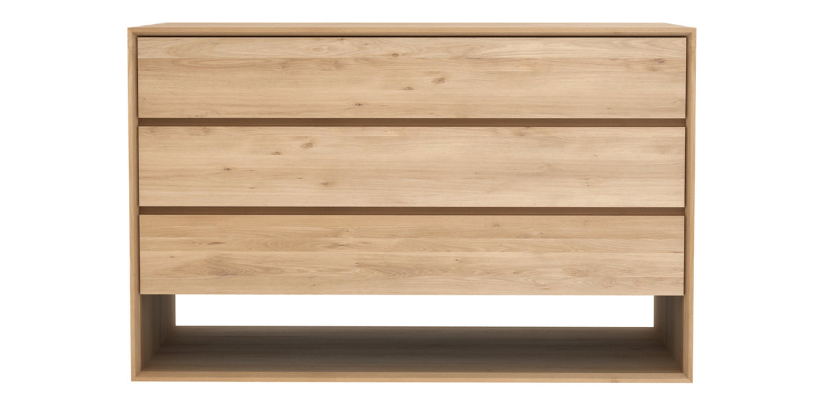 Nordic Chest of Drawers Ethnicraft, showing front view of chest of drawers in oak.