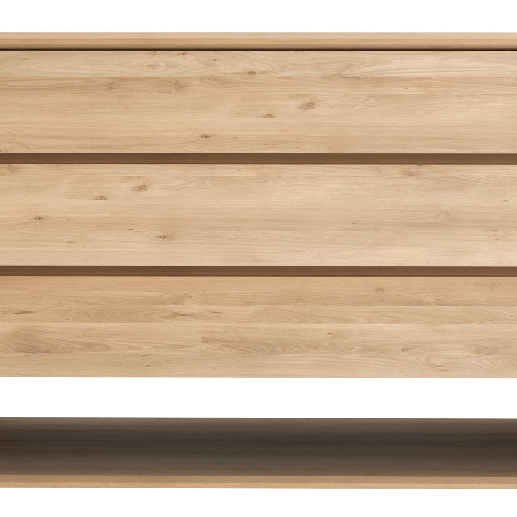 Nordic Chest of Drawers Ethnicraft, showing closeup view of chest of drawers in oak.