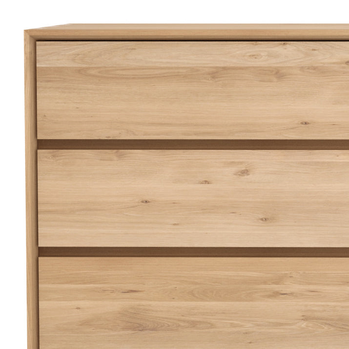 Nordic Chest of Drawers Ethnicraft, showing closeup view of chest of drawers in oak.
