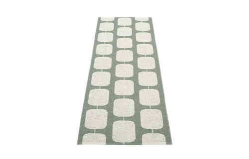 Sten Army & Fossil Grey Runner Rug by Pappelina - 2.25' x 6.5'.