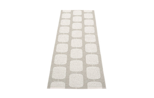 Sten Warm Grey & Fossil Grey Runner Rug by Pappelina - 2.25' x 6.5'.