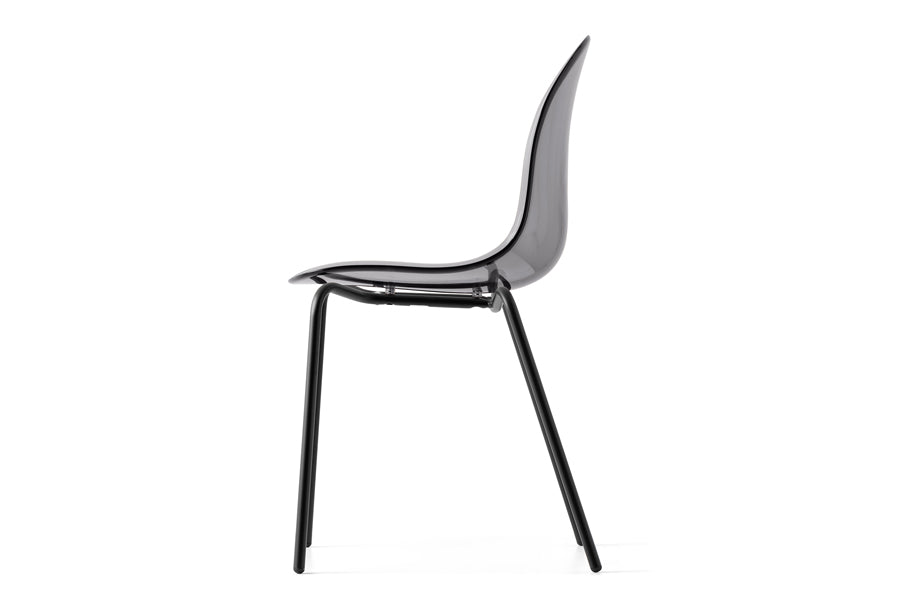 Academy Transparent Seat Chair by Connubia, showing side view of academy transparent seat chair