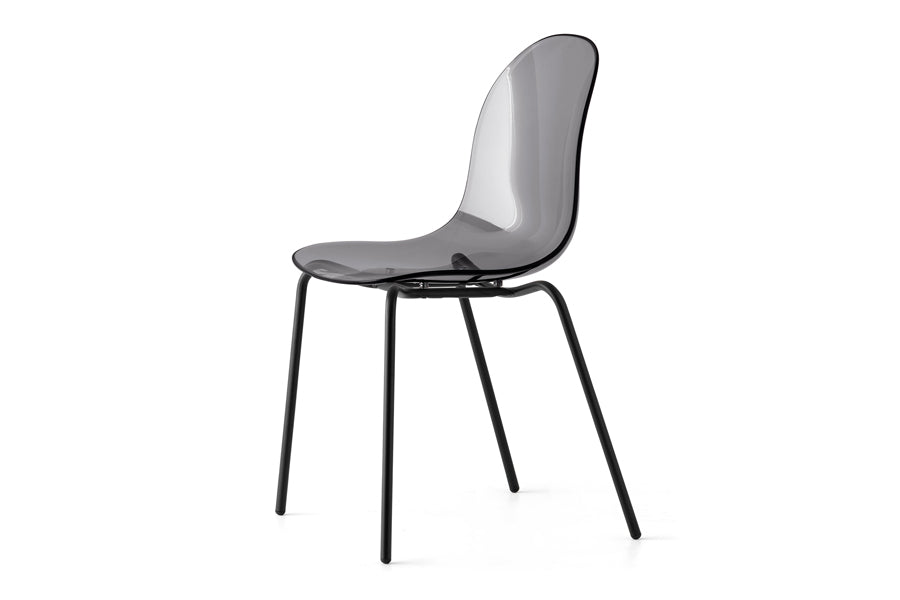 Academy Transparent Seat Chair by Connubia, showing side view of academy transparent seat chair