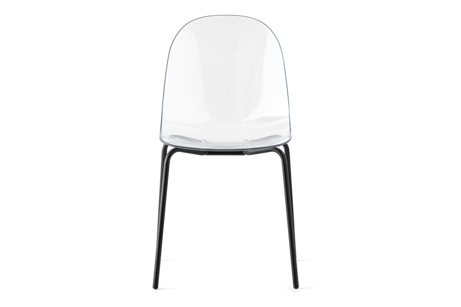 Academy Transparent Seat Chair by Connubia, showing front view of academy transparent seat chair