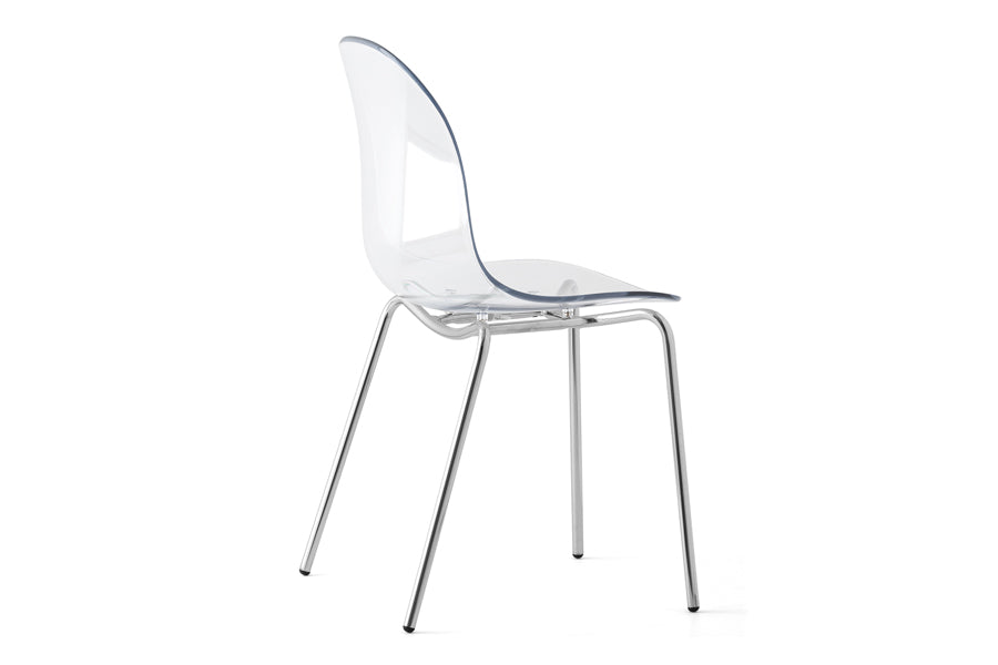 Academy Transparent Seat Chair by Connubia, showing side view of academy transparent seat chair