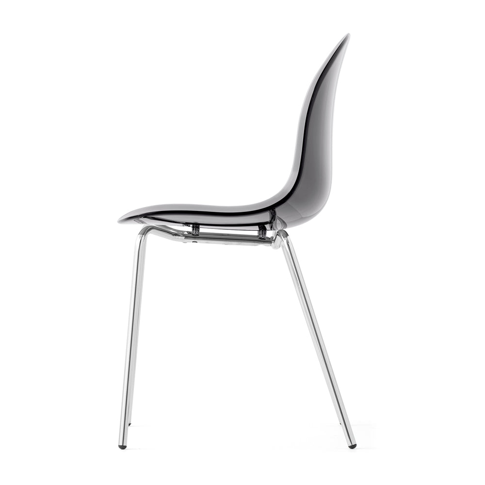 Academy Transparent Seat Chair by Connubia, showing side view of academy transparent seat chair