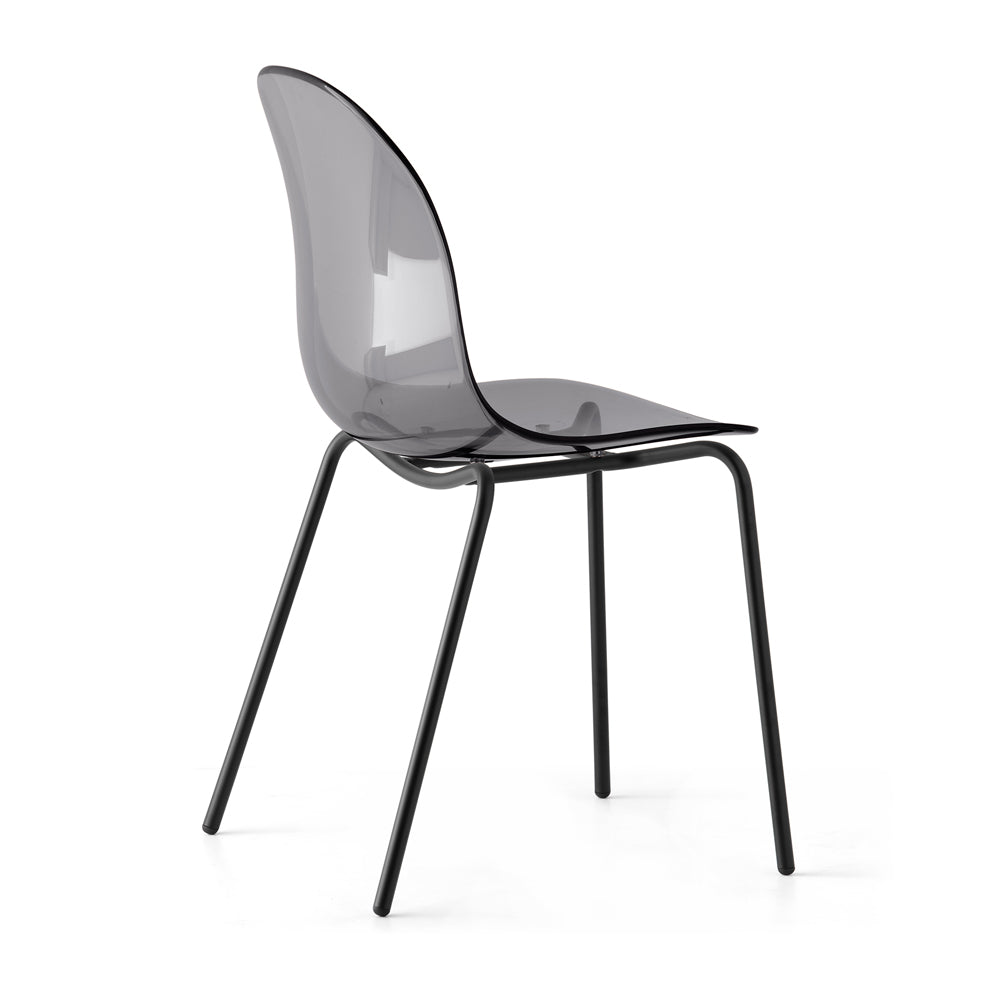 Academy Transparent Seat Chair by Connubia, showing side view of academy transparent seat chair