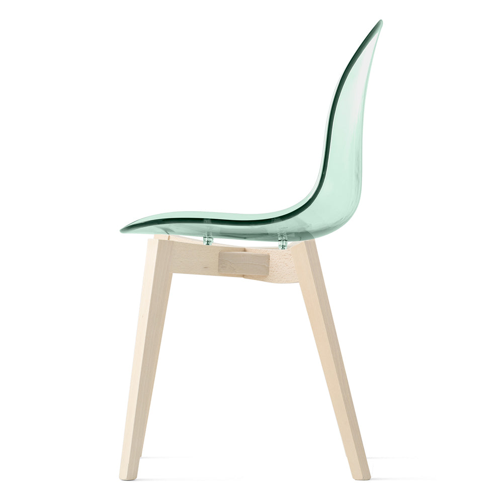 Academy Wood Frame Chair by Connubia, showing side view of academy wood frame chair.