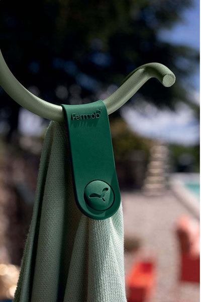 Accroche Coeurs Coat Stand by Fermob, showing closeup view of accroche coeurs coat stand in live shot.