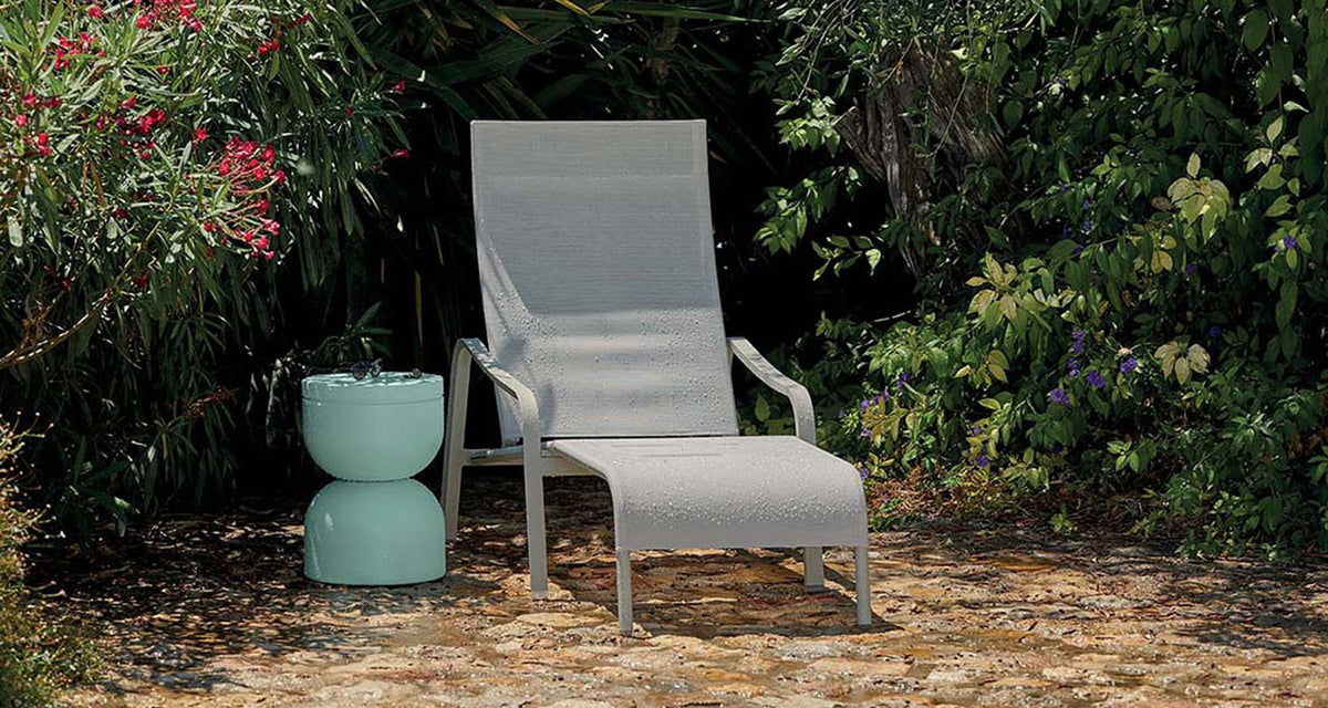 Alize Footrest by Fermob, showing alize footrest in live shot.