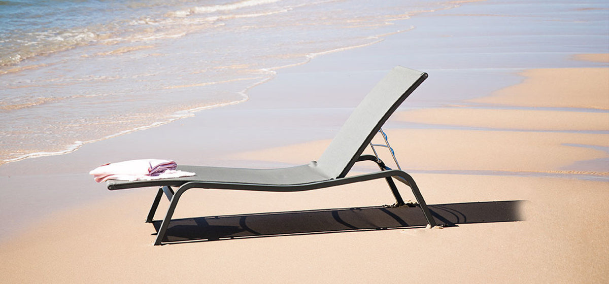 Alize Sunlounger by Fermob, showing alize sunlounger in live shot.