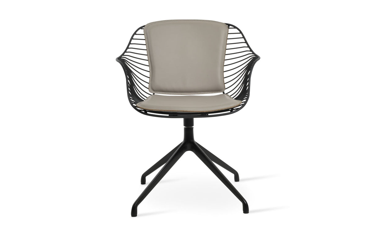 Zebra Arm Spider Swivel Chair by SohoConcept - Aluminum Black Powder, Black Powder, Bone PPM-FR.