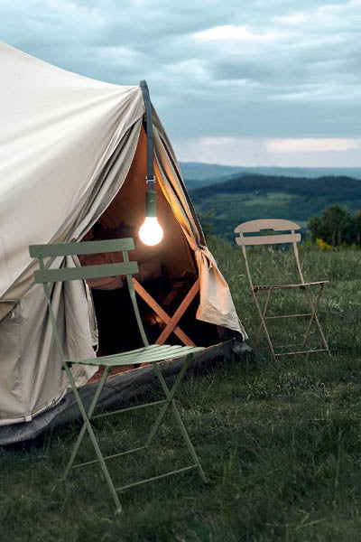 Aplo Lamp by Fermob, showing aplo lamp in live shot.